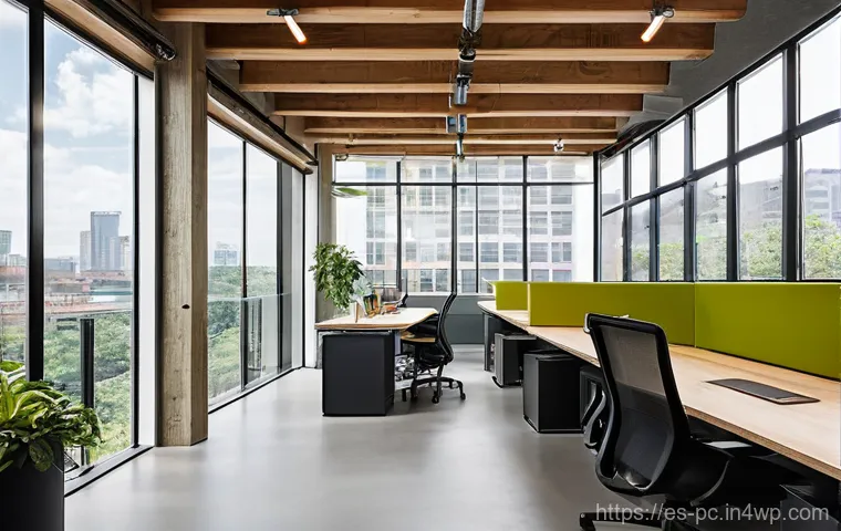 코워킹 스페이스의 글로벌 동향 - **Prompt:** A vibrant and welcoming coworking space brimming with natural light, where community and...