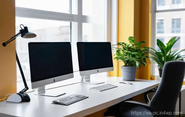코워킹 스페이스의 사용자 맞춤형 서비스 - **Ergonomic Productivity Hub:** A highly detailed, modern coworking space featuring a focused young ...