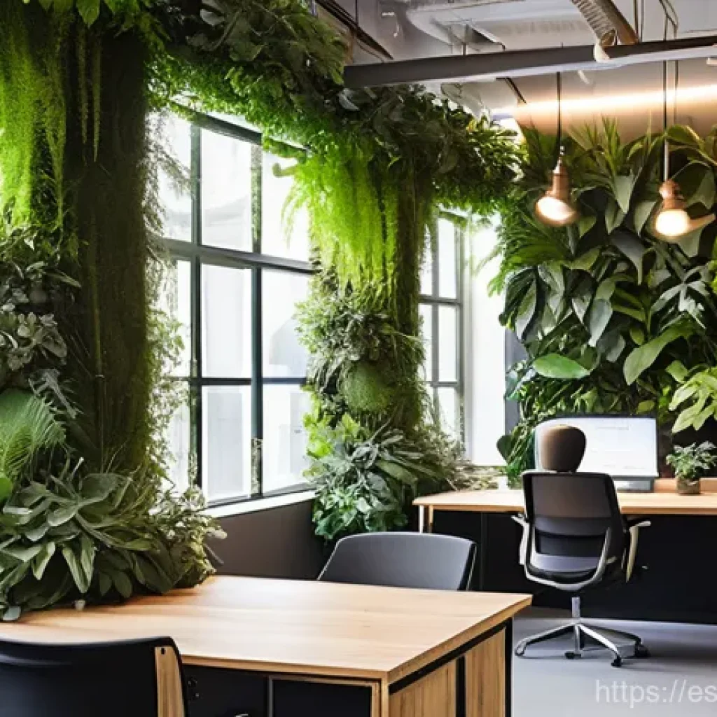 코워킹 스페이스의 최신 인테리어 트렌드 - "El Abrazo Verde: Biophilia and Serenity in a Coworking Oasis"**
"A tranquil, modern coworking space...